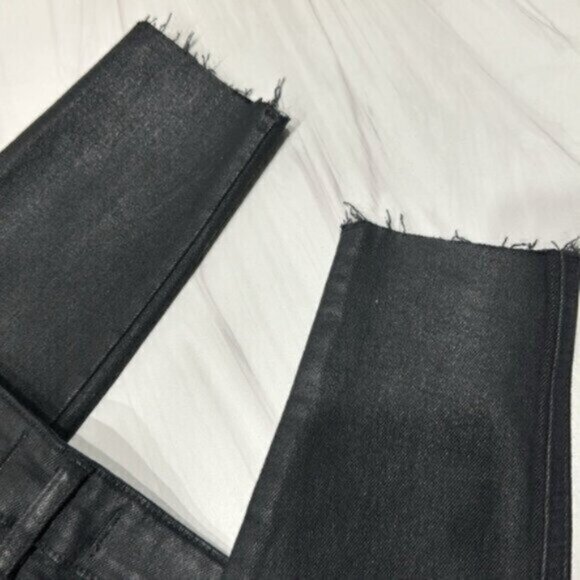 We The Free Women's Black High-Rise Coated Shimmer Denim Skinny Jeans Size 27 - Picture 7 of 7